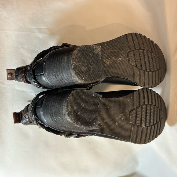 PIKOLINOS Sz 39 Leather Ankle Boots With Decorative Straps Stacked Heels Zipper - Picture 12 of 15